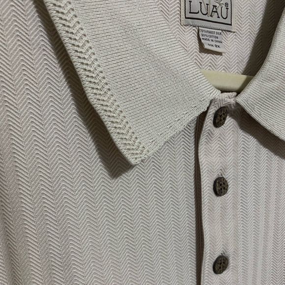 LUAU Tuscany  100% Silk Jacquard and Cuffs Herringbone Weave 3 Button 2X - Picture 3 of 6